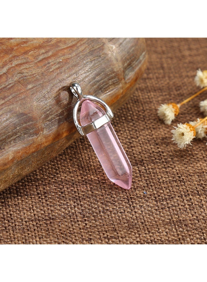 قلادة من حجر الكوارتز الطبيعي، مجوهرات للنساء والرجال، كريستال وردي